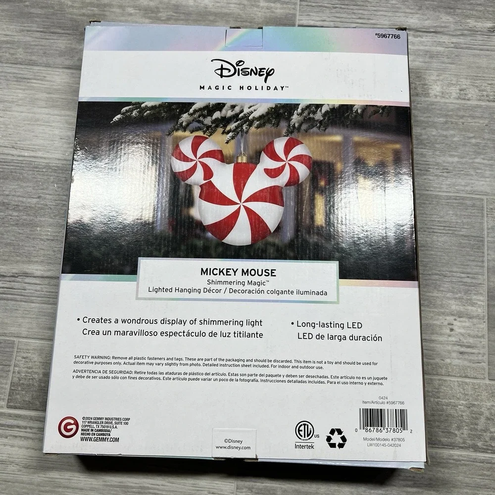 Disney 11.93 In Hanging Decoration Mickey Mouse LED Holiday Christmas‎ Light New